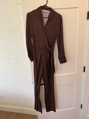 & Other Stories Brown Floral Wrap Jumpsuit